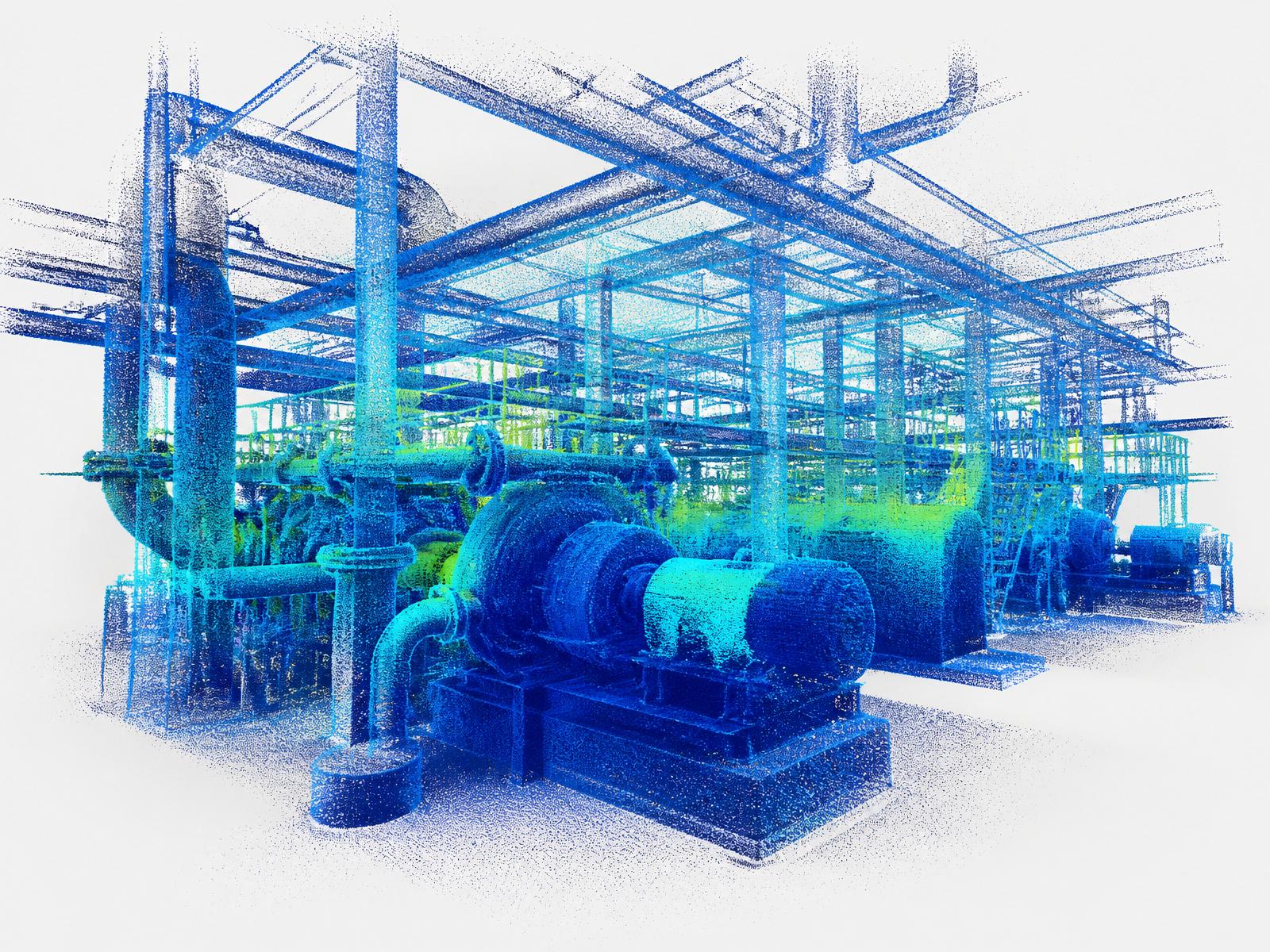 Nuage de points 3D d'une installation industrielle